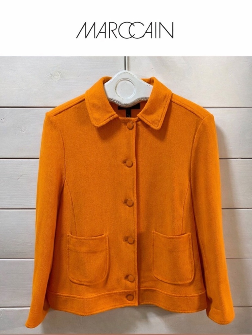 MARC CAIN Orange Structured Jacket – Size 5. 42/44